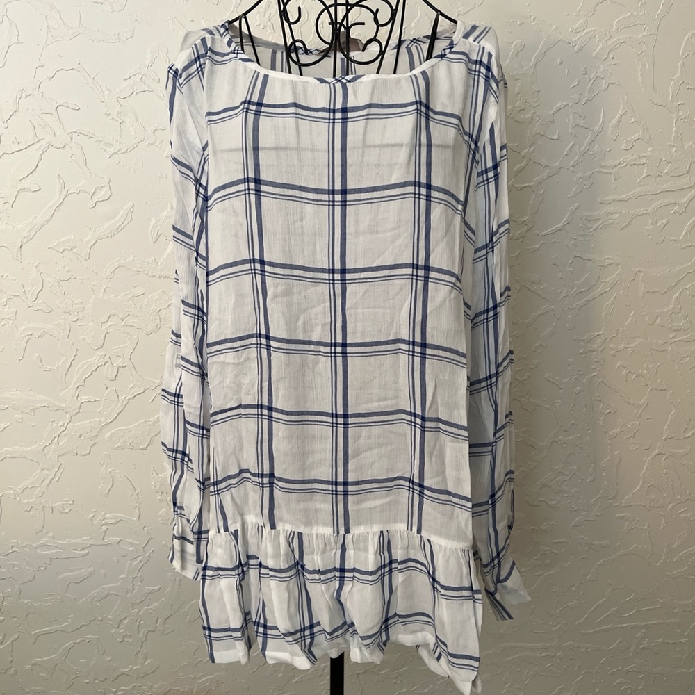 💥Last Call💥 NWOT LOFT Drop Waist Peplum Top Long Sleeve Lightweight Gauzy Rayon - Picture 1 of 13